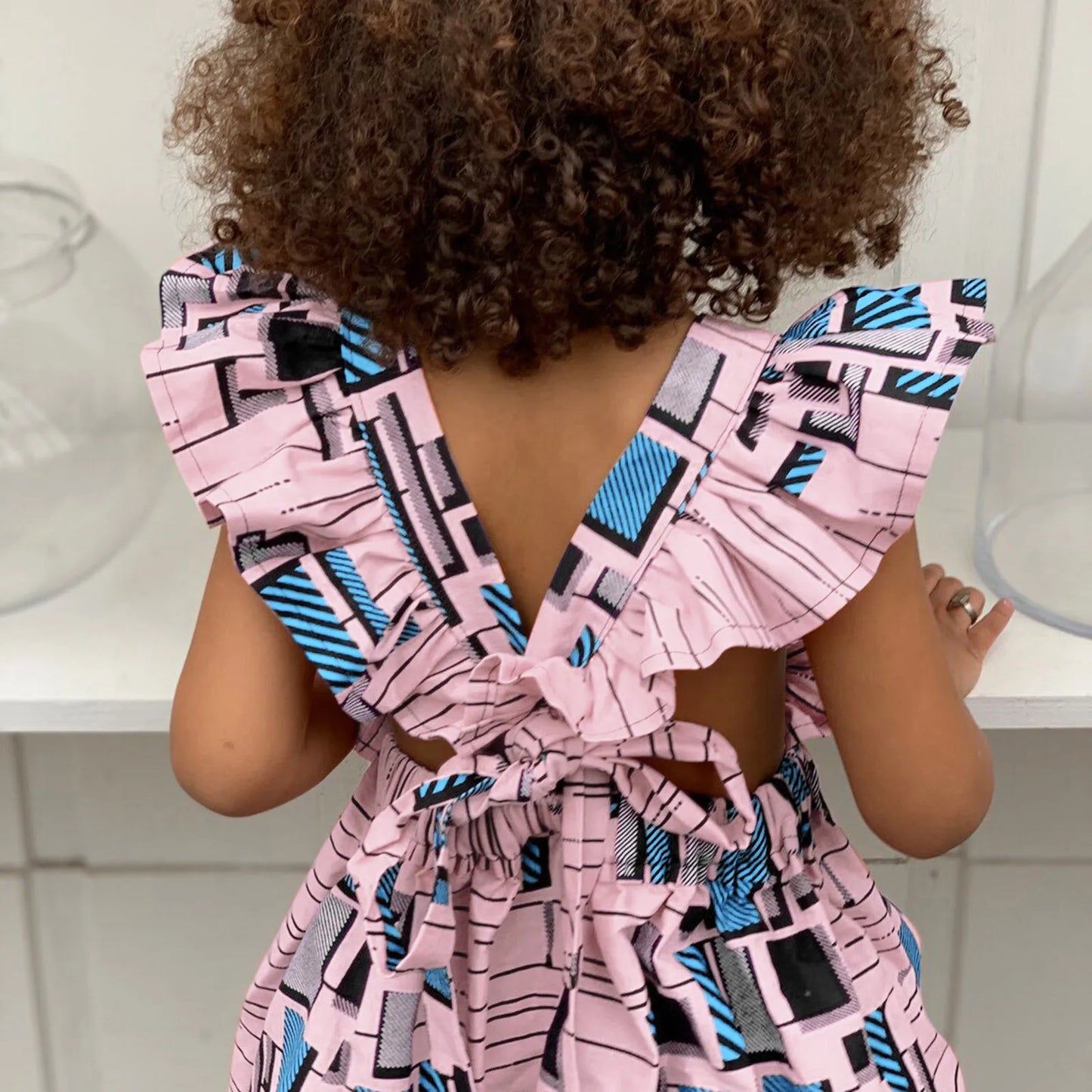 1-6 Years Toddler Girls Sleeveless Summer Dress African Traditional Style Fly Sleeve Backless Dress Kids Ankara Princess Dresses