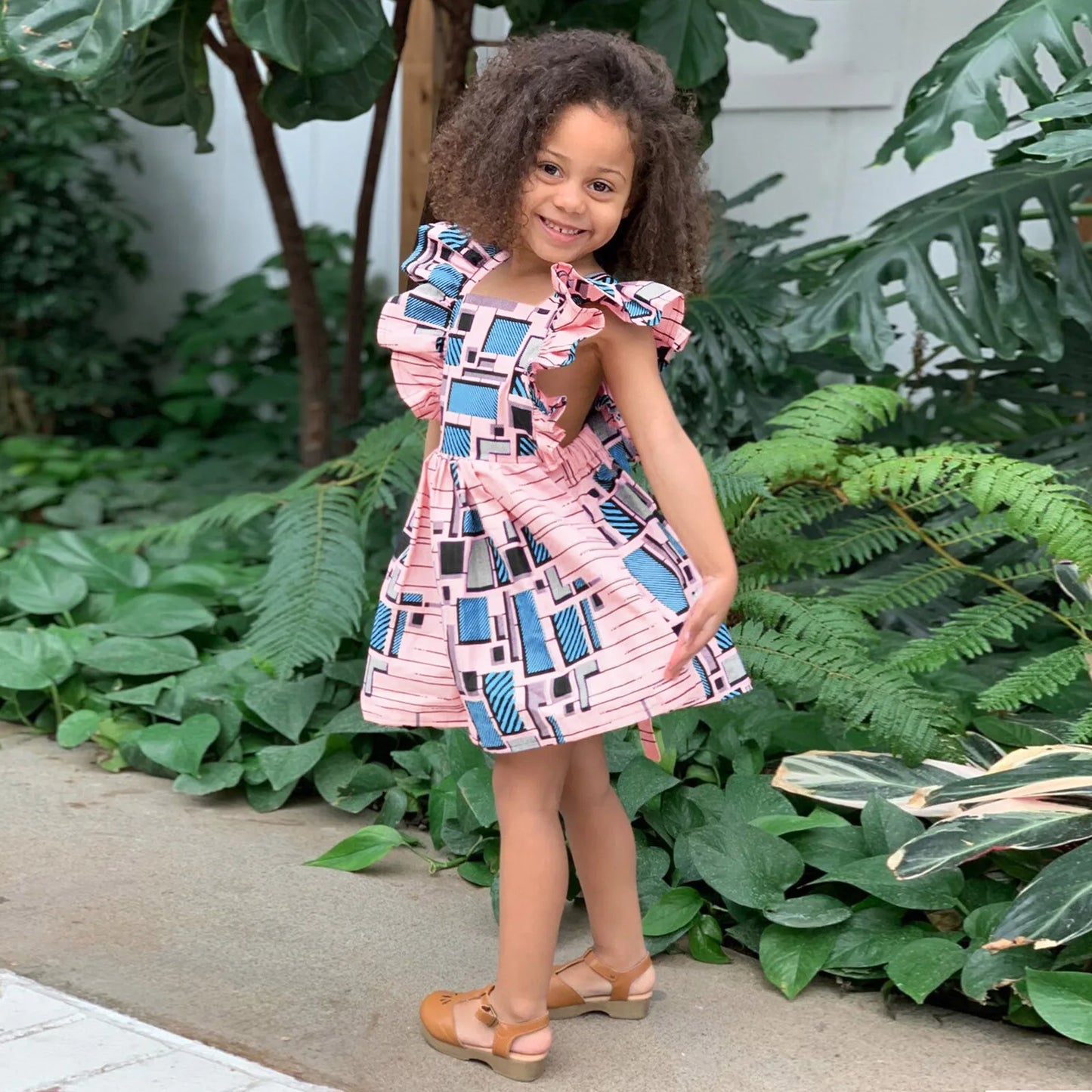 1-6 Years Toddler Girls Sleeveless Summer Dress African Traditional Style Fly Sleeve Backless Dress Kids Ankara Princess Dresses