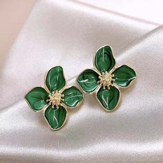 925 Silver Glazed Flower Earrings