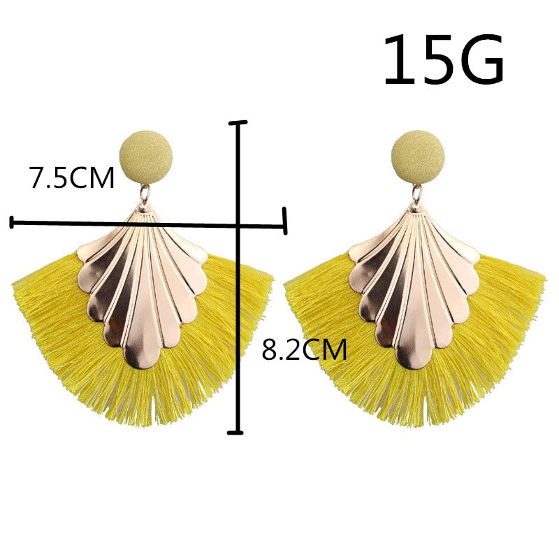 Fan Shaped Tassel Earrings