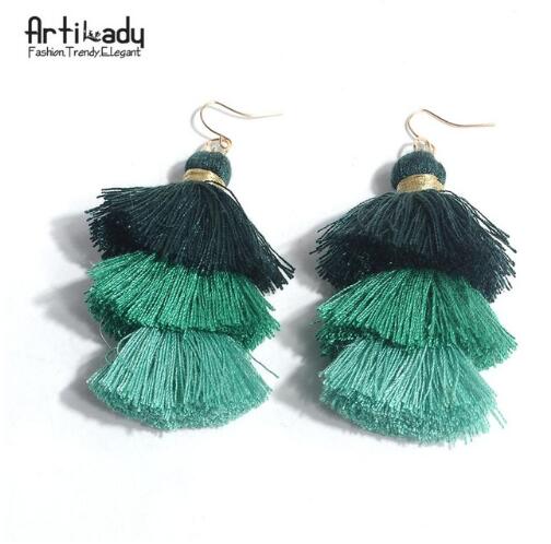 Handmade Three Layers Tassel Earrings