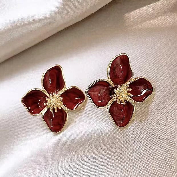 925 Silver Glazed Flower Earrings