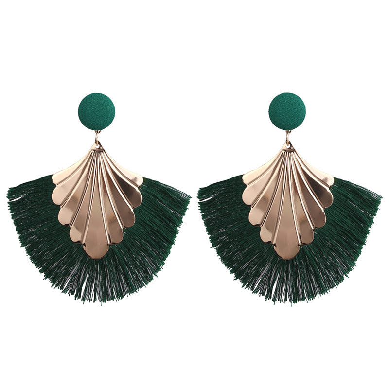 Fan Shaped Tassel Earrings