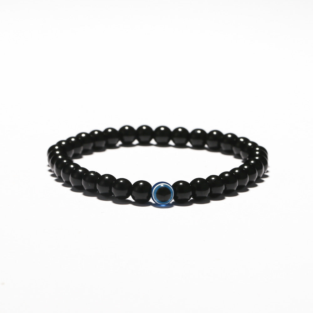 Evil Eyes Black Natural Stone Bead Bracelet