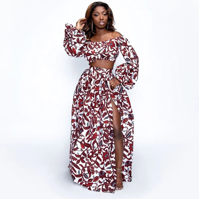 African Print Off Shoulder Set