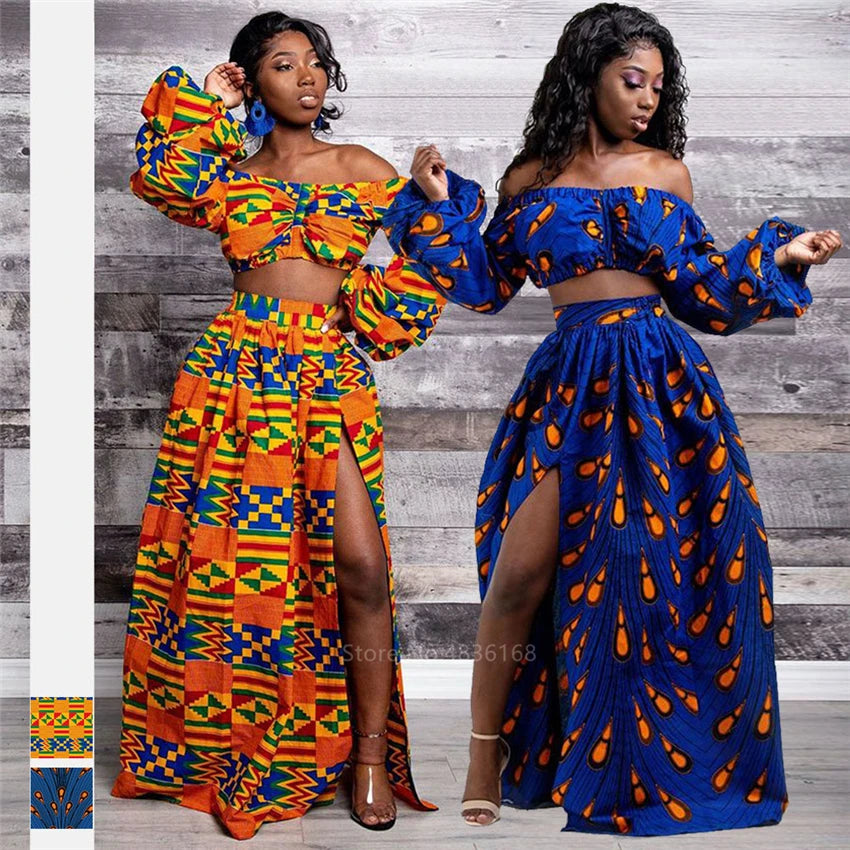 African Print Off Shoulder Set