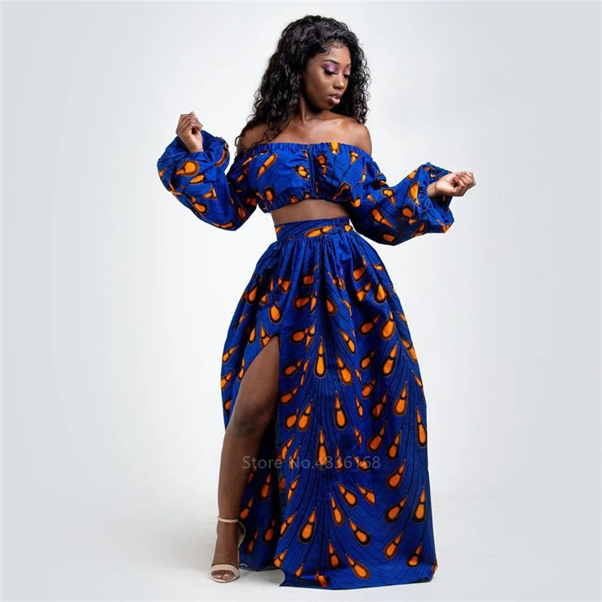 African Print Off Shoulder Set