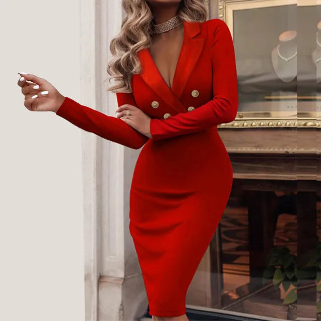 Feminine V-neck Bodycon Dress