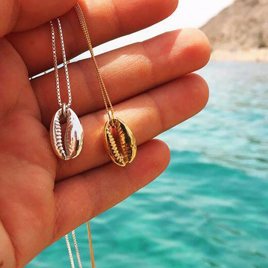 Vintage Fashion Gold Silver Color Conch Shell Necklace For Women Shape Pendant Simple Seashell Ocean Beach Boho Jewelry