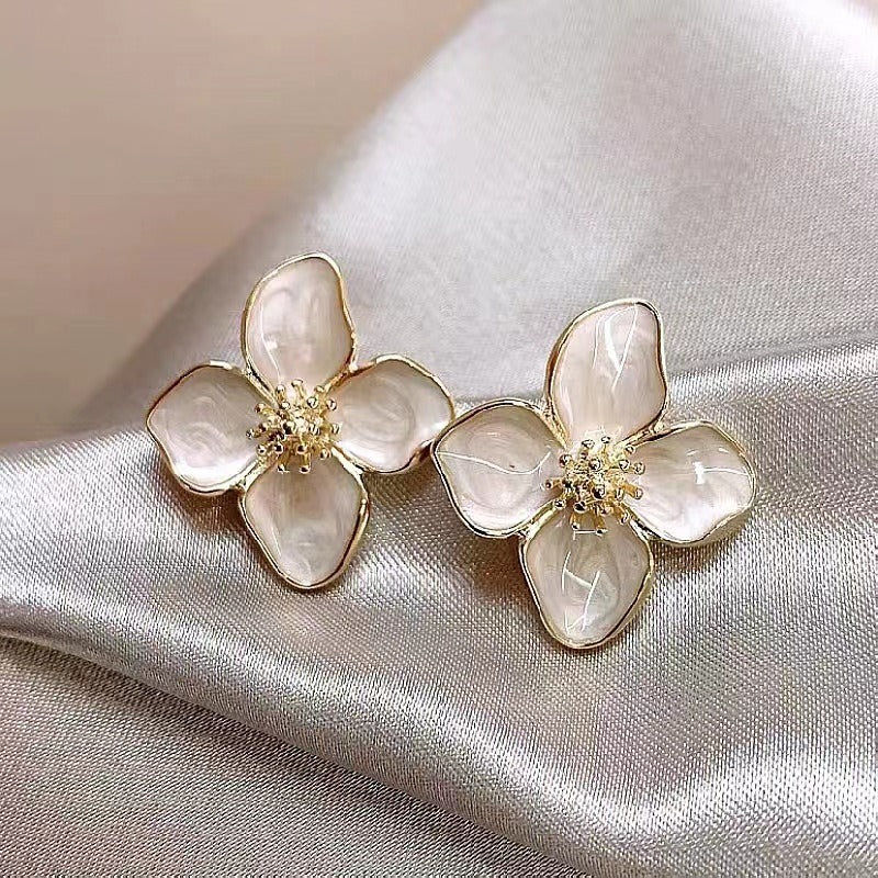 925 Silver Glazed Flower Earrings