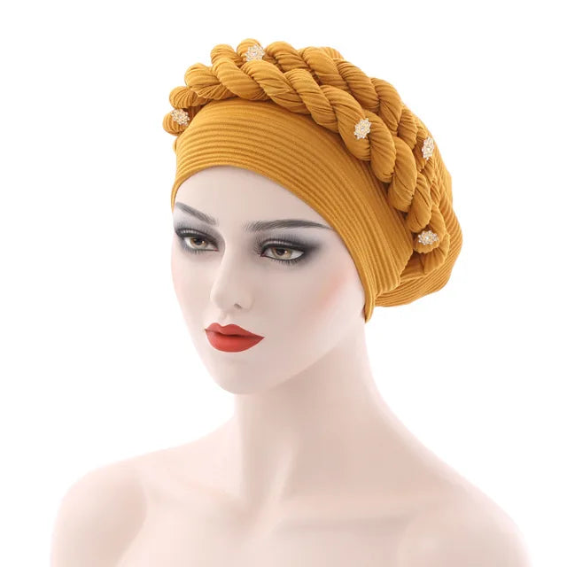 Double Braid Diamonds Halo Turban