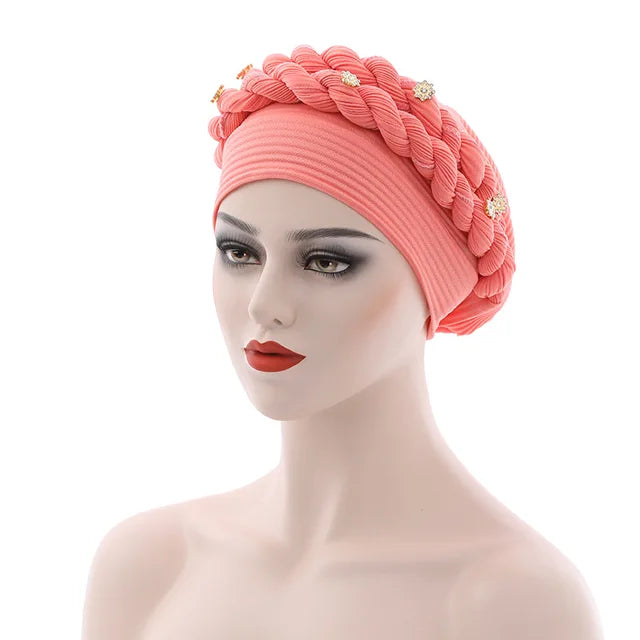 Double Braid Diamonds Halo Turban