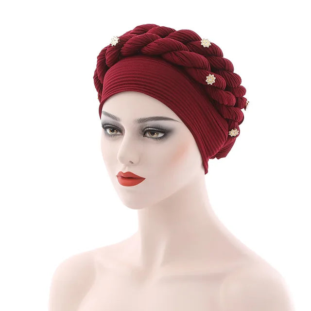 Double Braid Diamonds Halo Turban