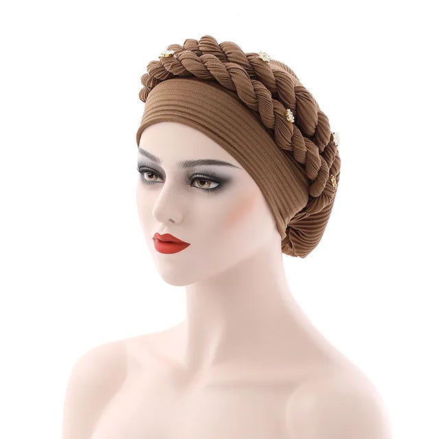 Double Braid Diamonds Halo Turban