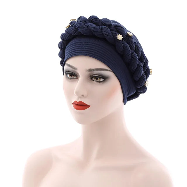 Double Braid Diamonds Halo Turban