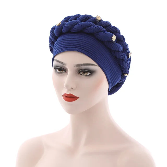 Double Braid Diamonds Halo Turban