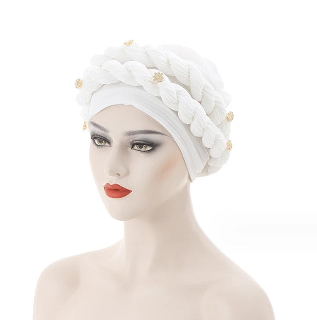 Double Braid Diamonds Halo Turban