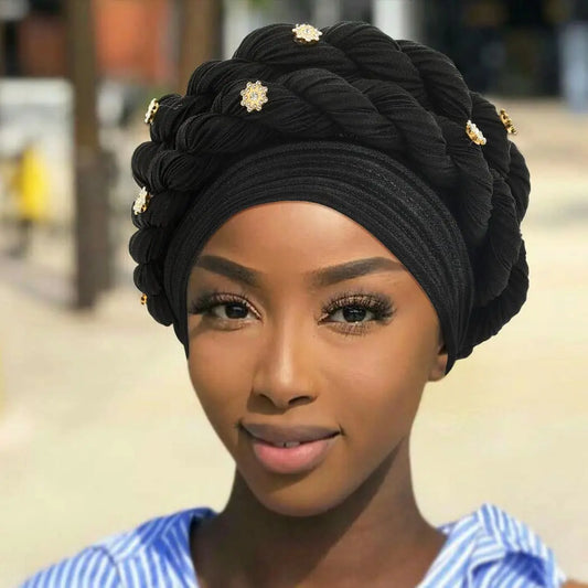 Double Braid Diamonds Halo Turban