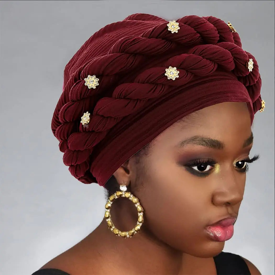 Double Braid Diamonds Halo Turban