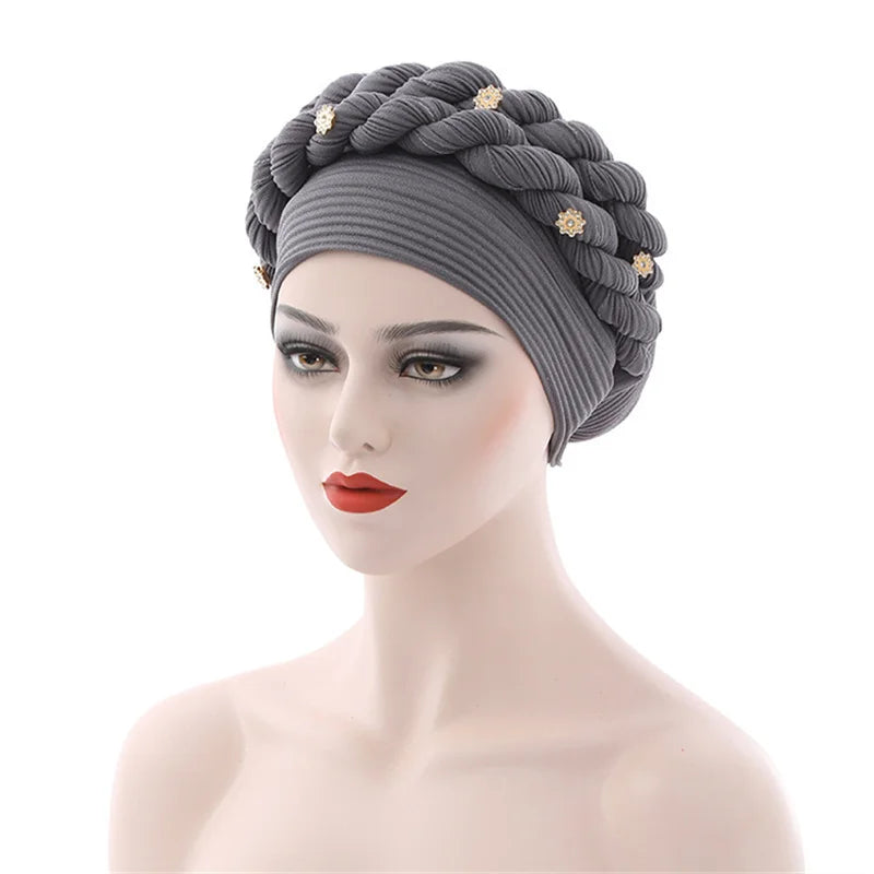 Double Braid Diamonds Halo Turban