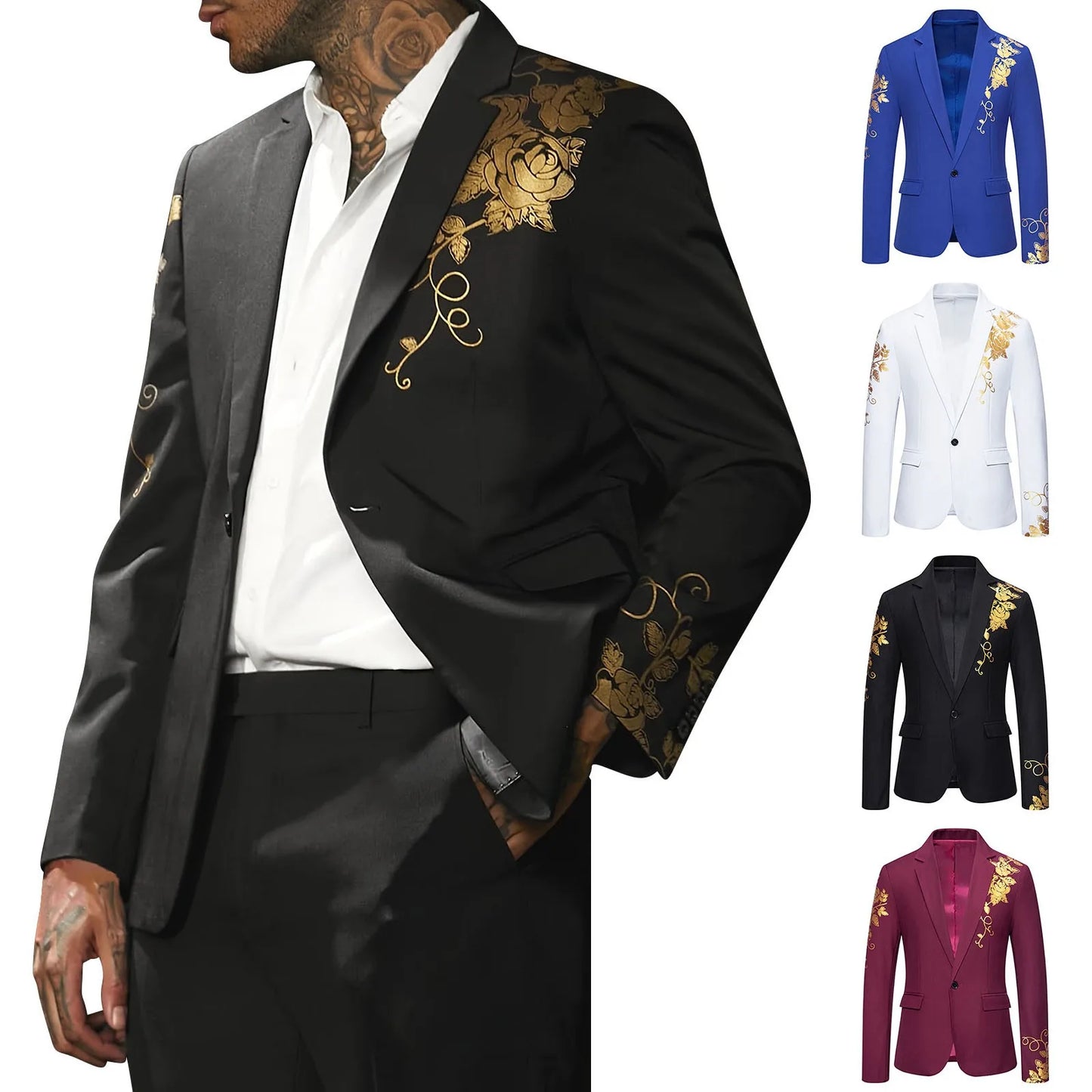 Gold Applique Suit Jacket For Men