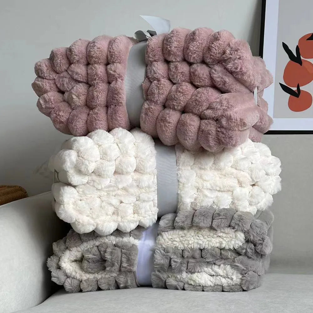 Faux Rabbit Fur Plush Blanket