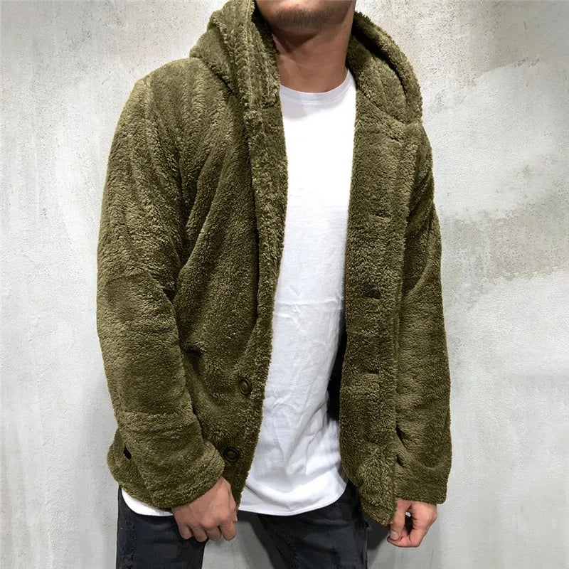 Luxury men's hooded sweater coat