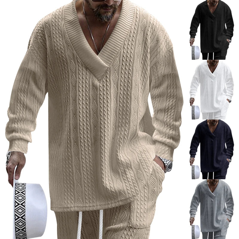 Men's V-Neck  Long-Sleeved Sweater