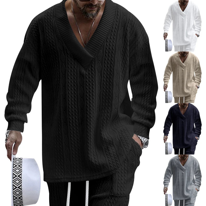 Men's V-Neck  Long-Sleeved Sweater