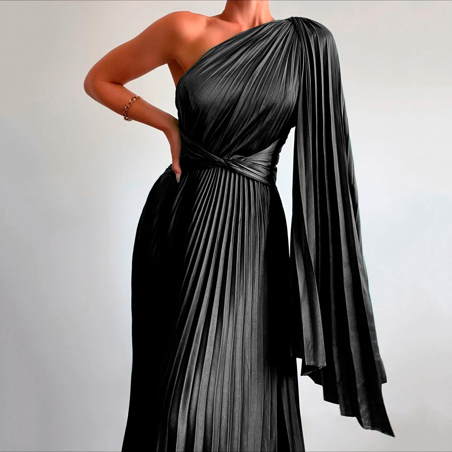 Sexy One Shoulder Pleated Dress