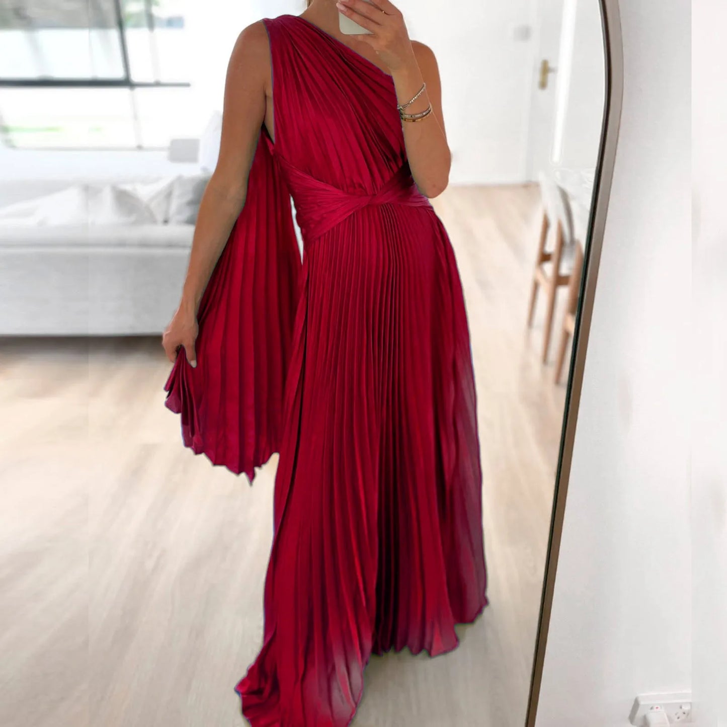 Sexy One Shoulder Pleated Dress