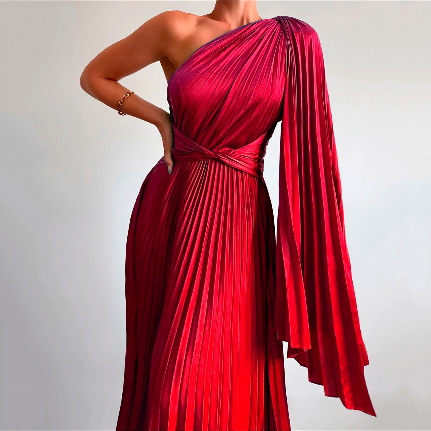 Sexy One Shoulder Pleated Dress