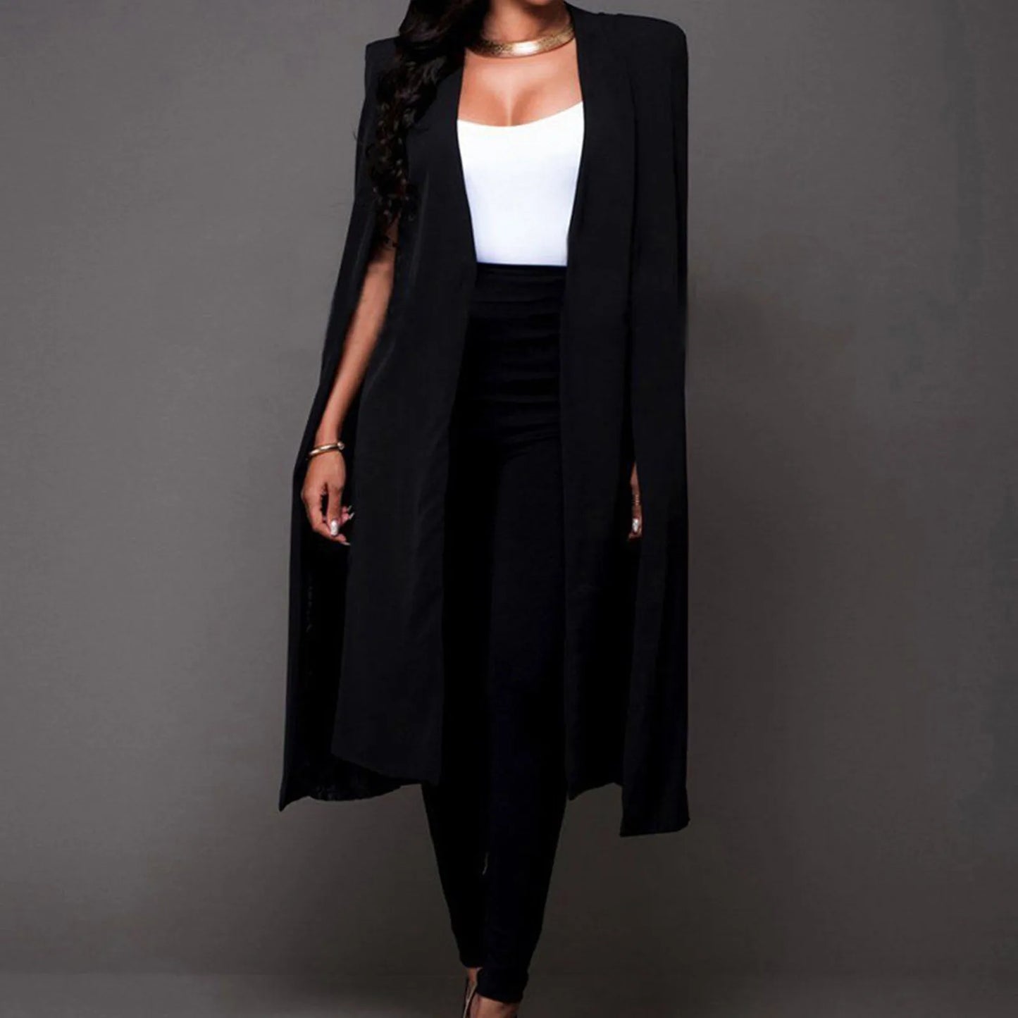 Shawl Collar Split Sleeve Cloak Jacket