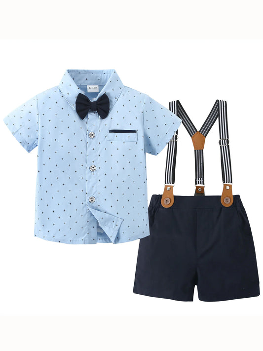 Baby Boy Shirt +Suspender Pants +Bowtie Outfit