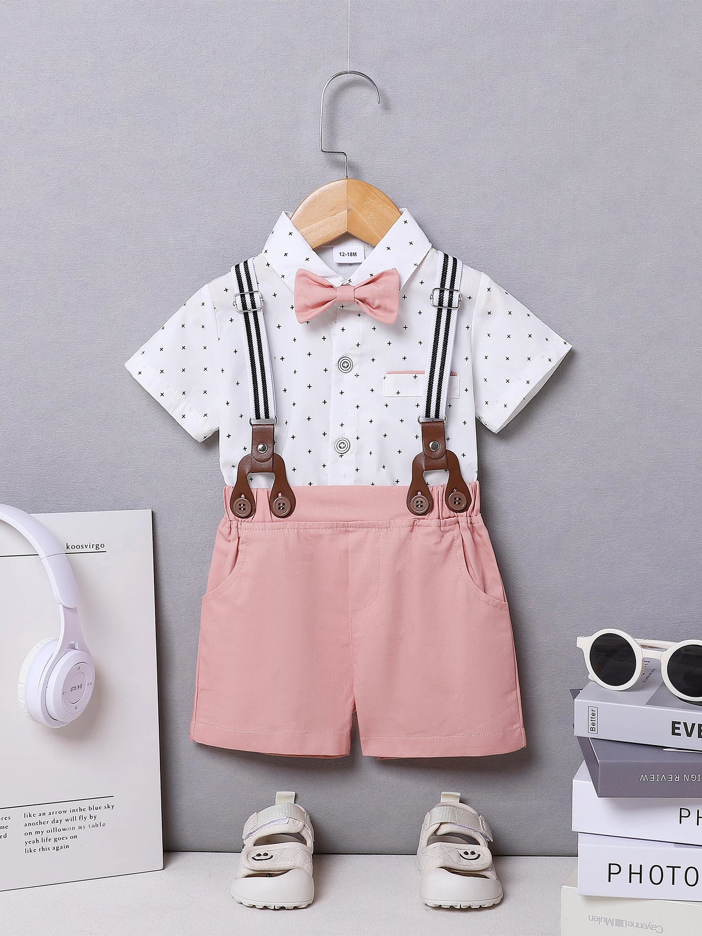 Baby Boy Shirt +Suspender Pants +Bowtie Outfit