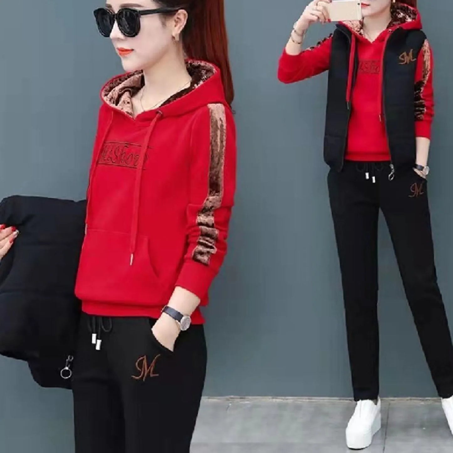 Three Piece Set Casual Quilted Women Suit