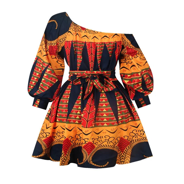 Off Shoulder African Print Dress