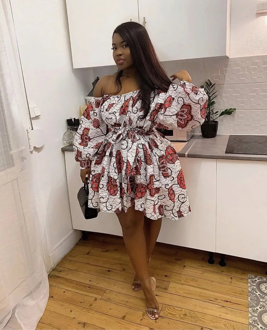 Off Shoulder African Print Dress