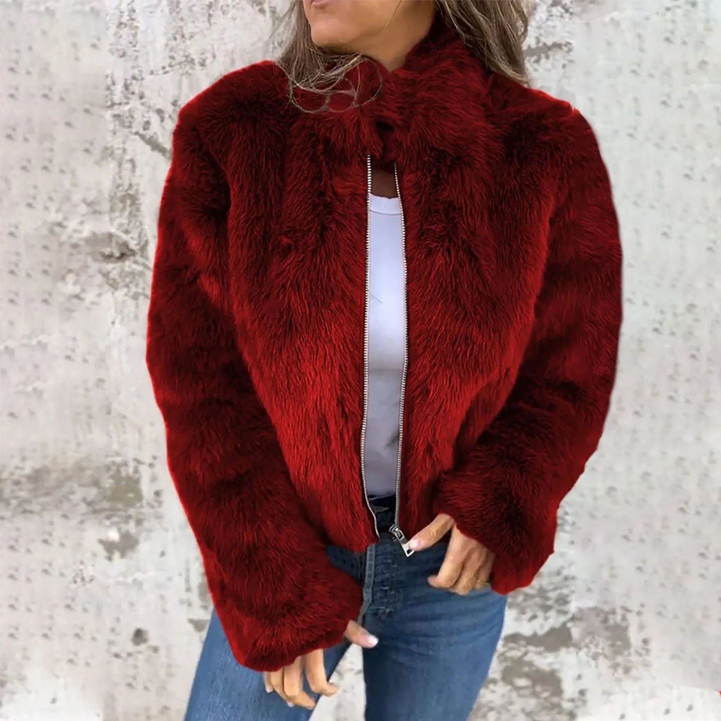 Faux Fur Jacket Slim Fit