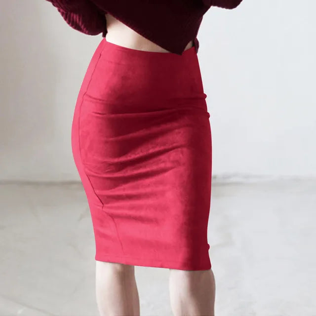 Suede Pencil Skirt Slim Fit