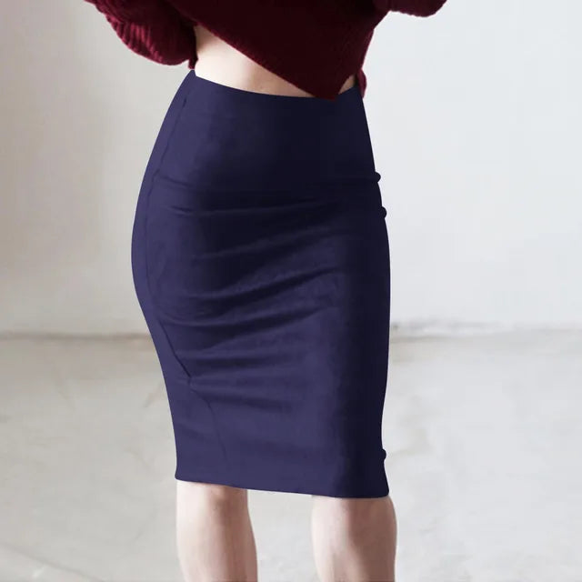 Suede Pencil Skirt Slim Fit