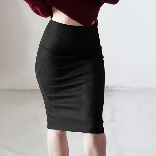 Suede Pencil Skirt Slim Fit