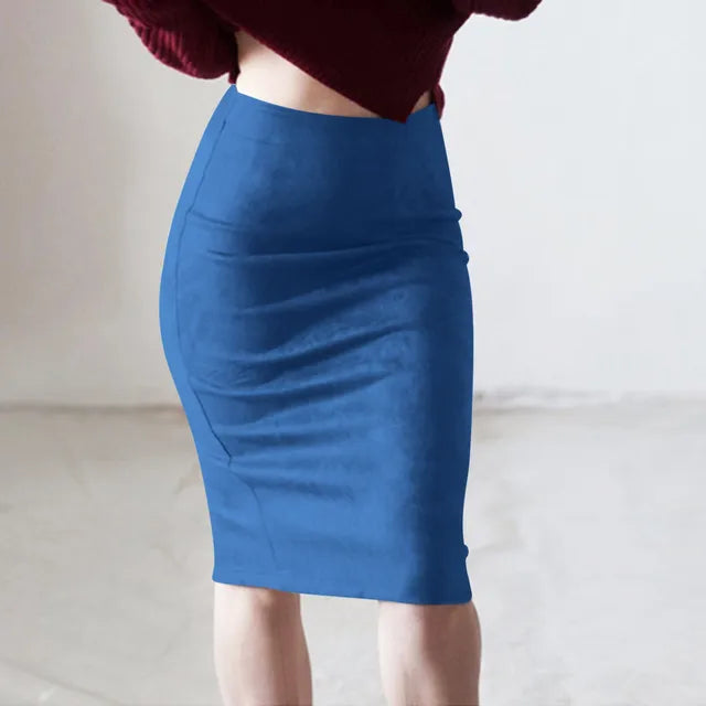 Suede Pencil Skirt Slim Fit