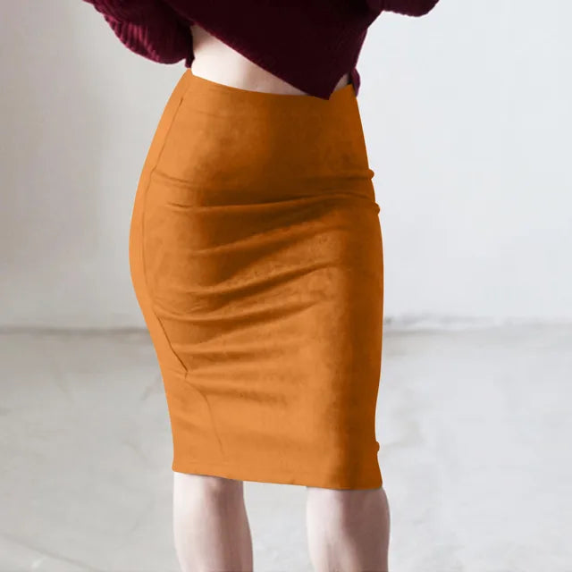 Suede Pencil Skirt Slim Fit