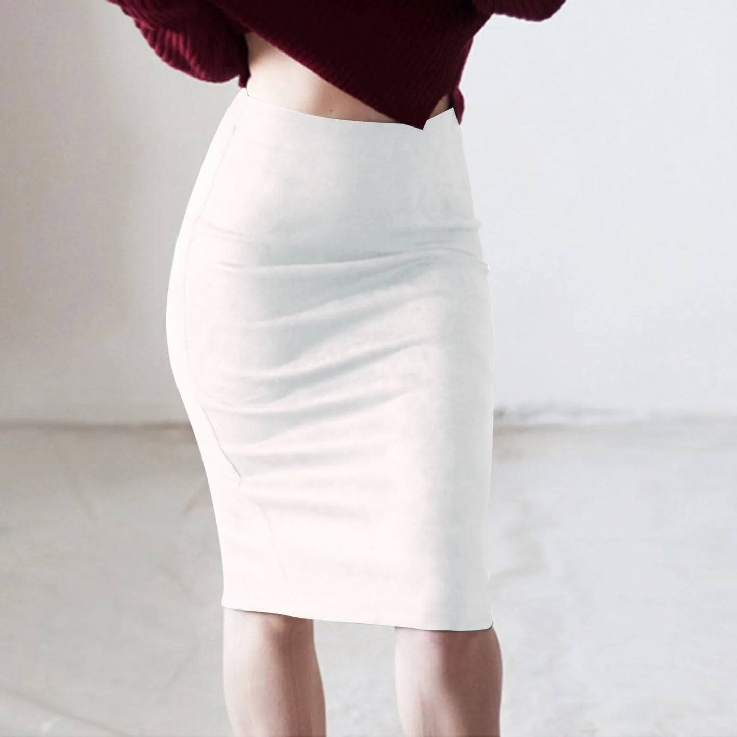 Suede Pencil Skirt Slim Fit