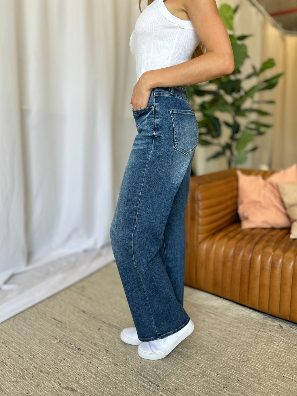 High Rise Tummy Control Wide Leg Jeans